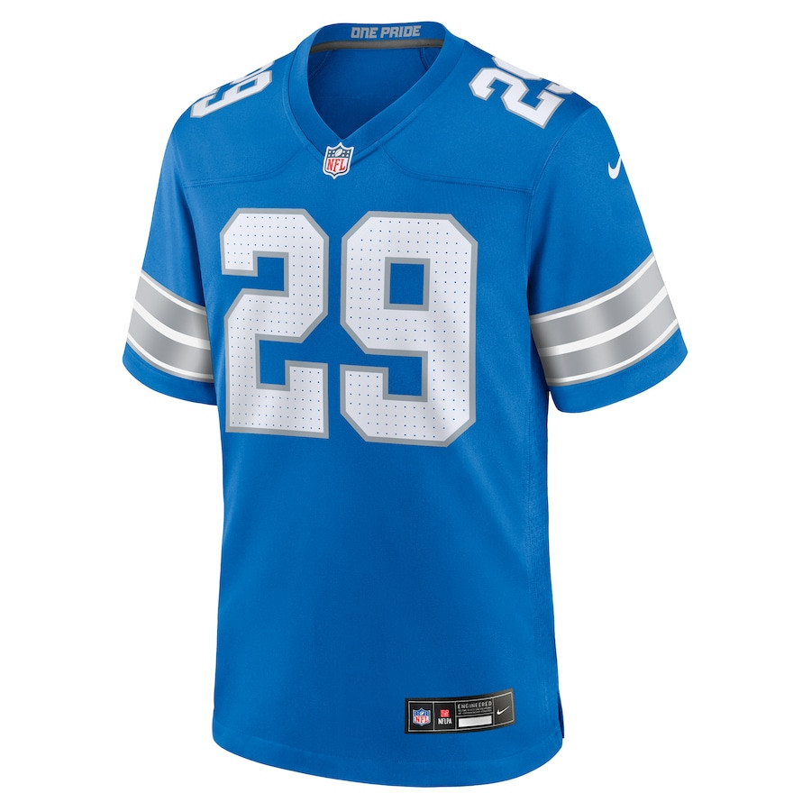 Kindle Vildor 29 Detroit Lions Team Game Blue NFL Jersey Men's
