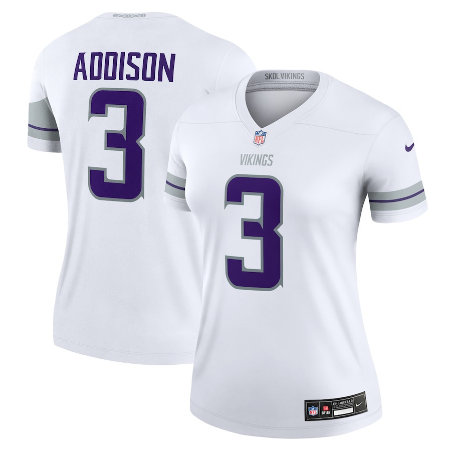Jordan Addison 3 Minnesota Vikings Alternate Legend White NFL Jersey Women's