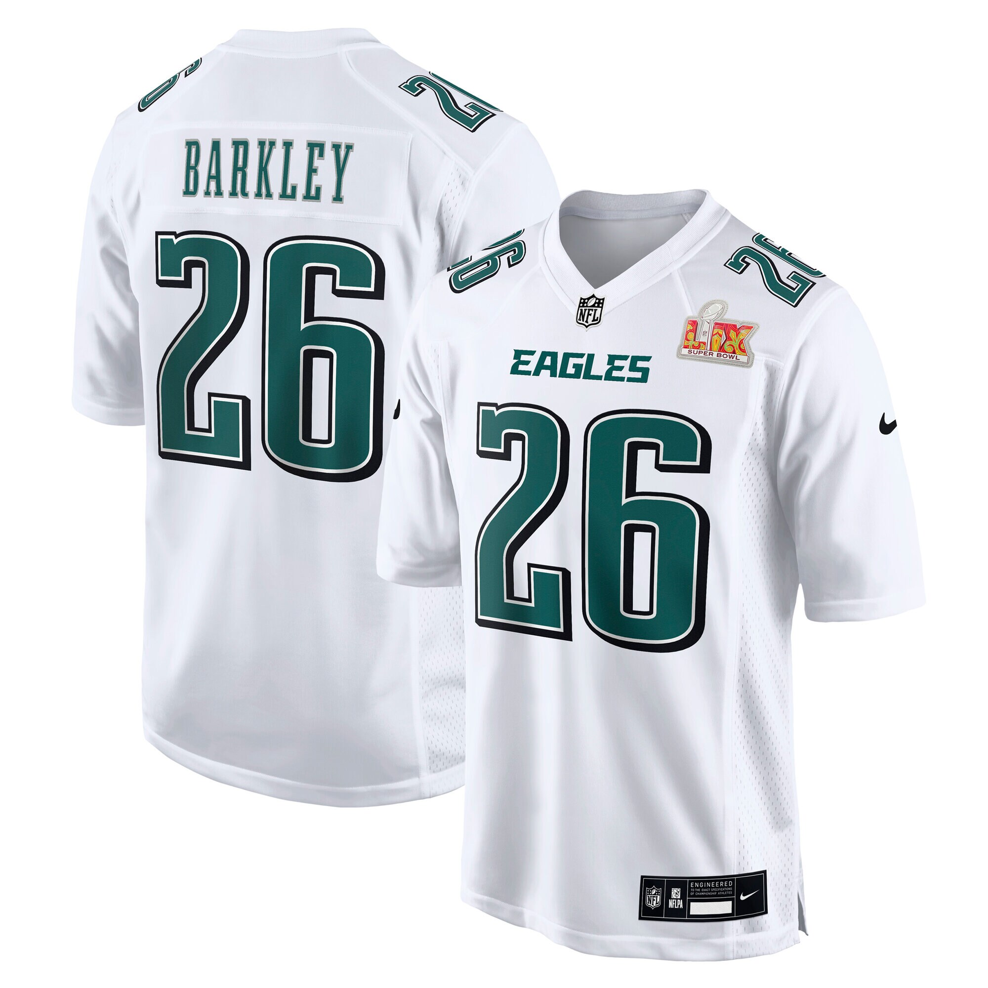 Philadelphia Eagles Saquon Barkley Tundra White Super Bowl LIX Fashion Game Player NFL Jersey Men's