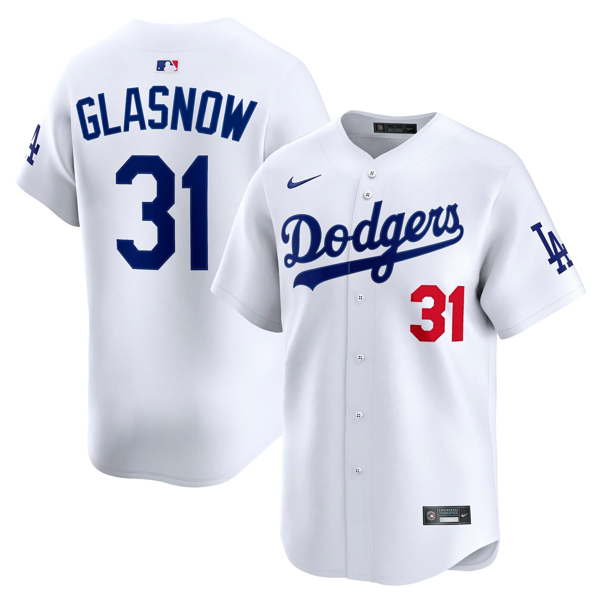 Los Angeles Dodgers Tyler Glasnow White Home Limited Player MLB Jersey Men's