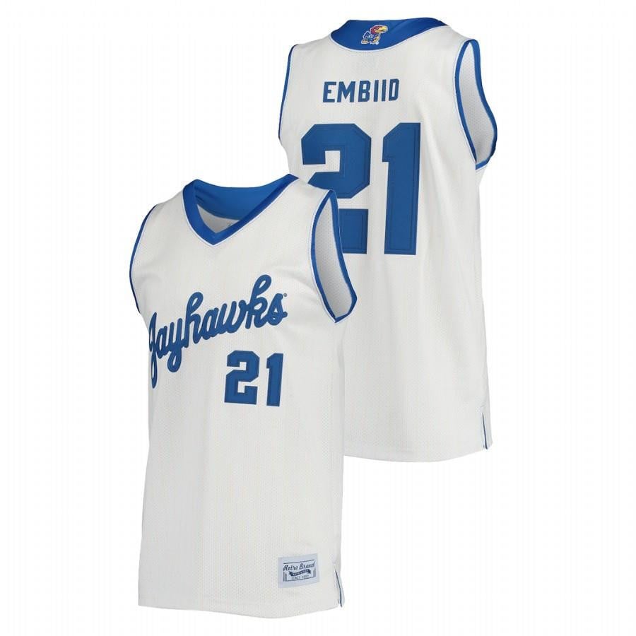 Kansas Jayhawks Joel Embiid 21 Cream Commemorative Classic College NCAA Jersey Men's