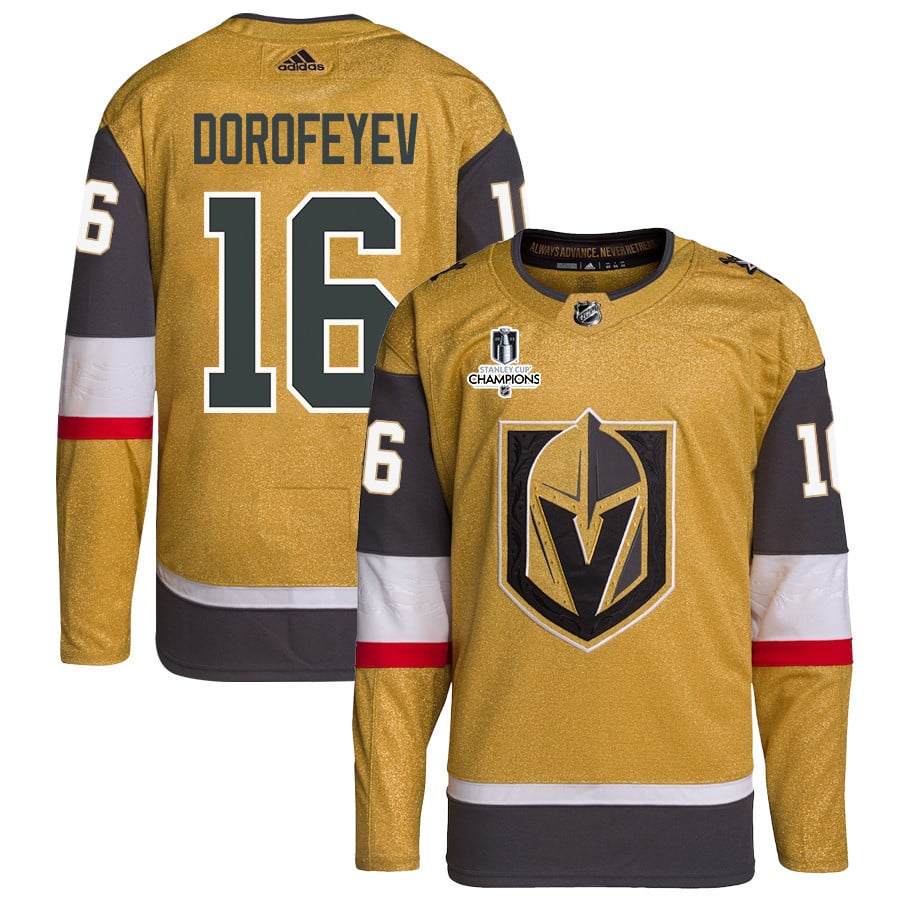 Pavel Dorofeyev 16 Vegas Golden Knights Stanley Cup 2023 Champions Patch Home Breakaway Gold NHL Jersey Men's
