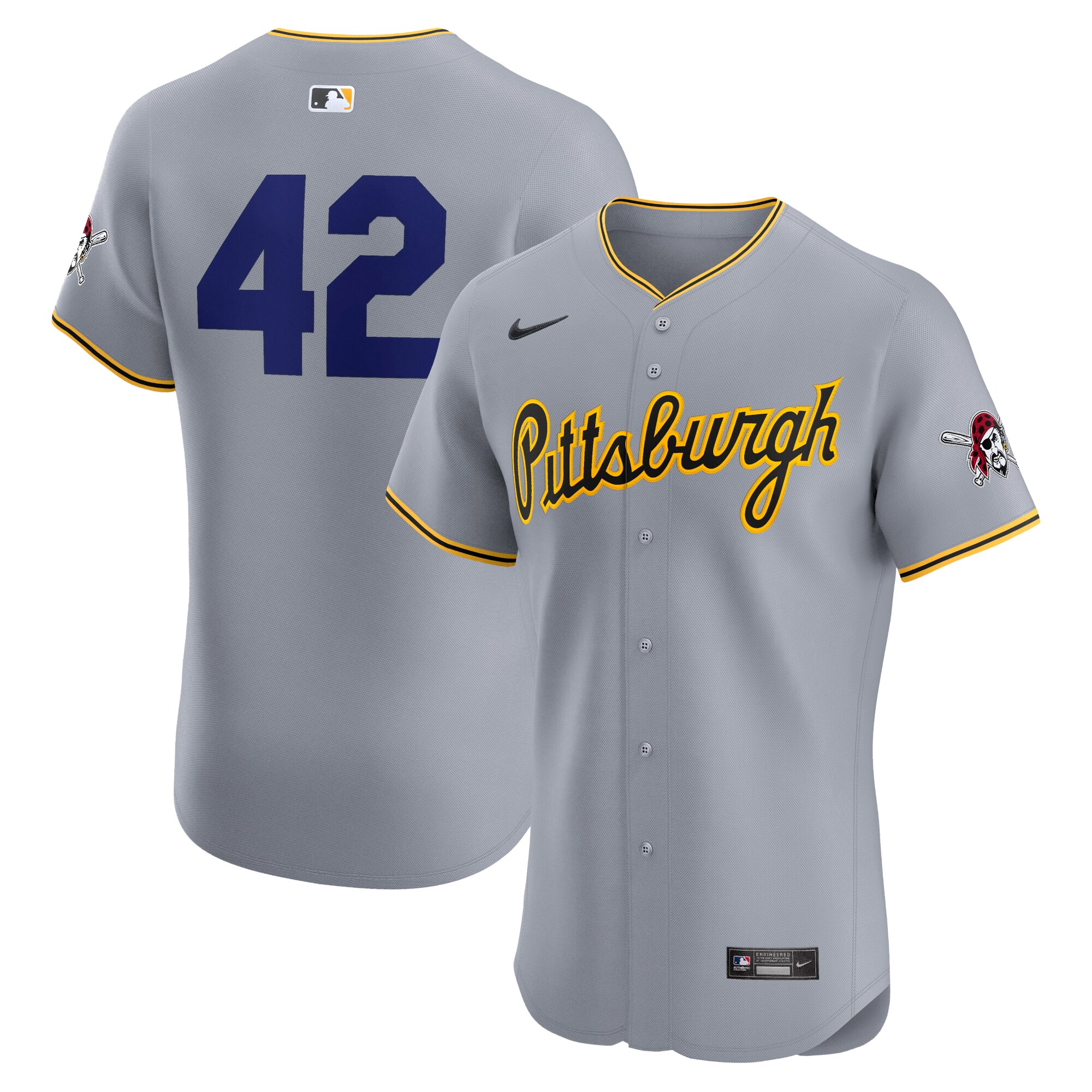 Pittsburgh Pirates Gray Road 2024 Jackie Robinson Day Elite MLB Jersey Men's