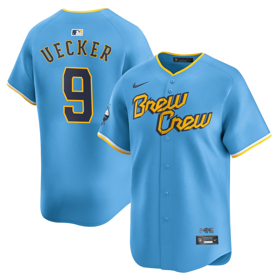 Bob Uecker #9 Milwaukee Brewers City Connect Limited Powder Blue MLB Jersey Men's
