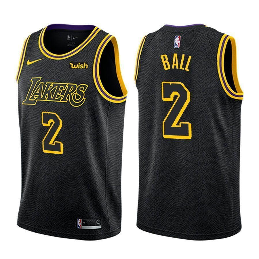 Los Angeles Lakers Lonzo Ball 2 City Edition Black NBA Jersey Men's