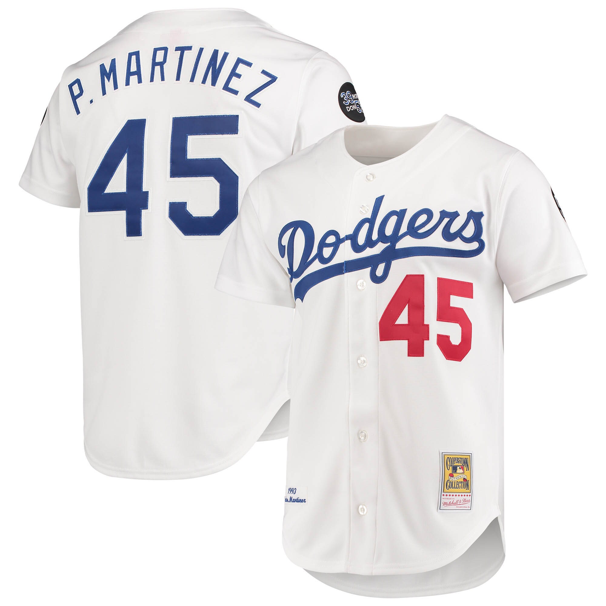 Los Angeles Dodgers Pedro Martinez Mitchell Ness White 1993 Cooperstown Collection Home MLB Jersey Men's