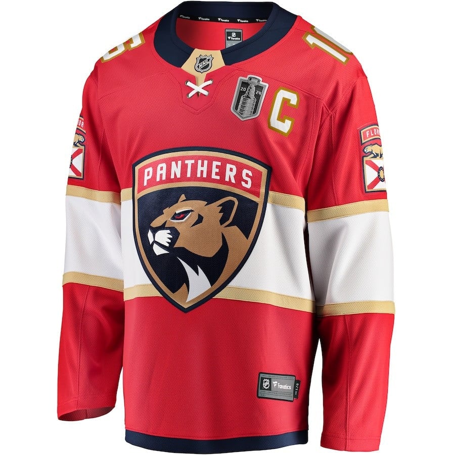 Aleksander Barkov 16 Florida Panthers 2024 Stanley Cup Final Home Breakaway Player Red NHL Jersey Men's