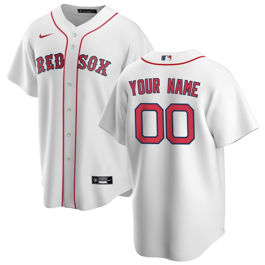 Boston Red Sox Home Custom White MLB Jersey Men's