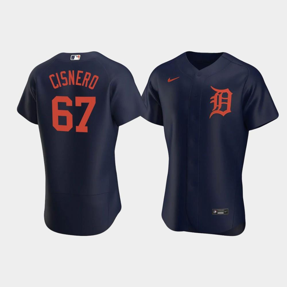 Jose Cisnero 67 Detroit Tigers Navy Alternate MLB Jersey Men's