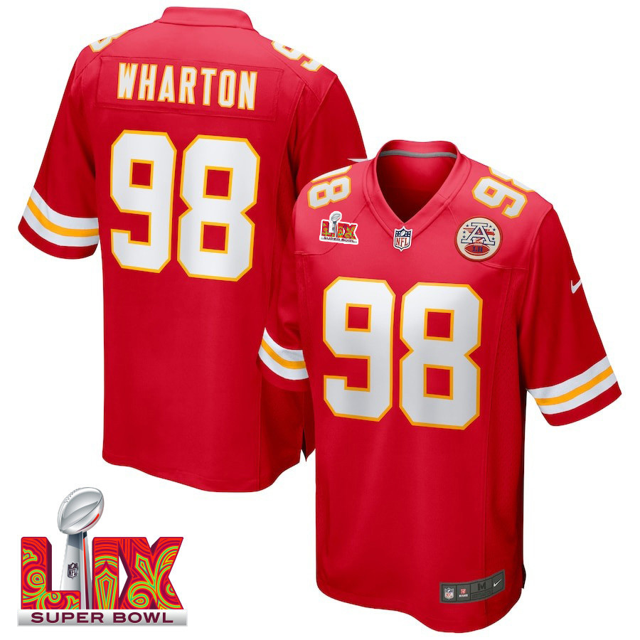 Tershawn Wharton #98 Kansas City Chiefs Super Bowl LIX Red NFL Jersey Men's