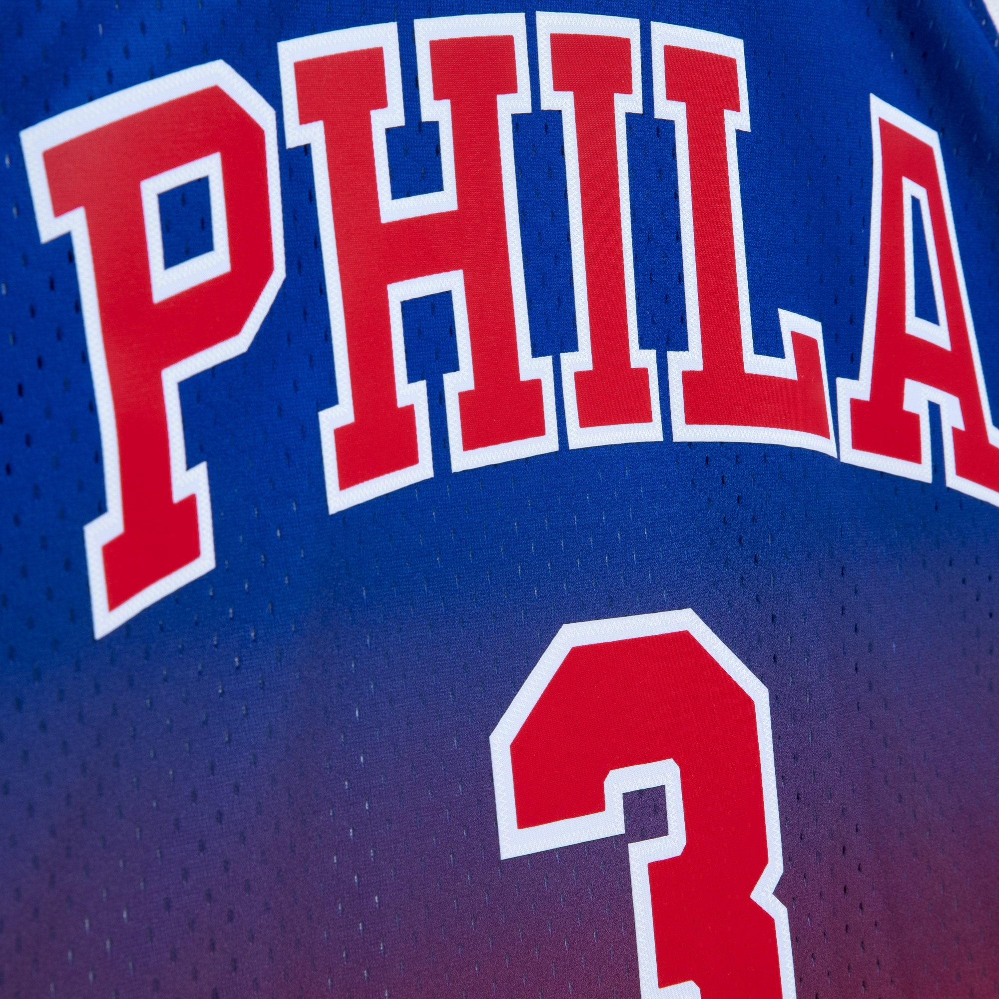 Mitchell Ness Allen Iverson Red/Royal Philadelphia 76ers 1996/97 Hardwood Classics Fadeaway Swingman Player NBA Jersey Men's