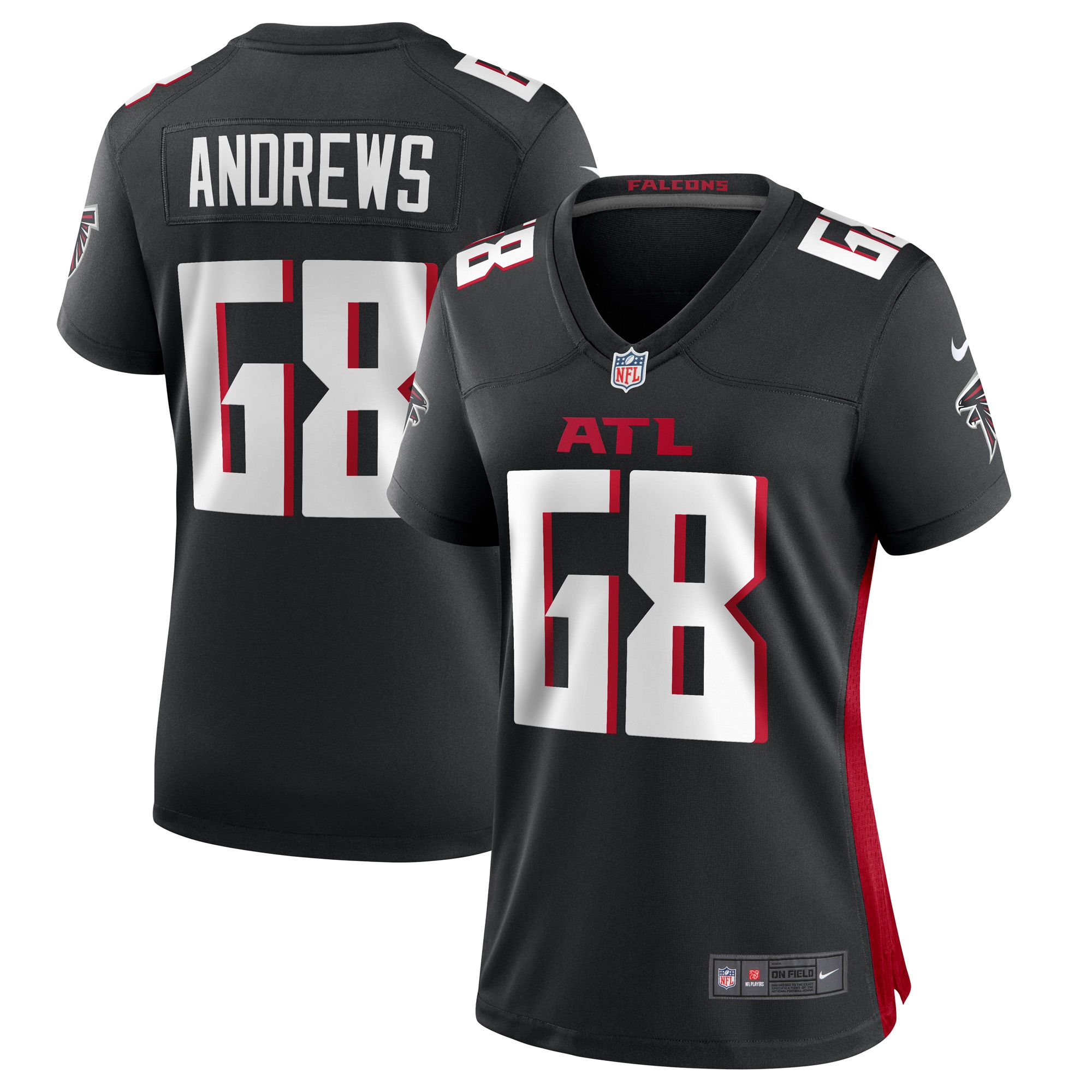 Atlanta Falcons Josh Andrews Black Game Player NFL Jersey Women's