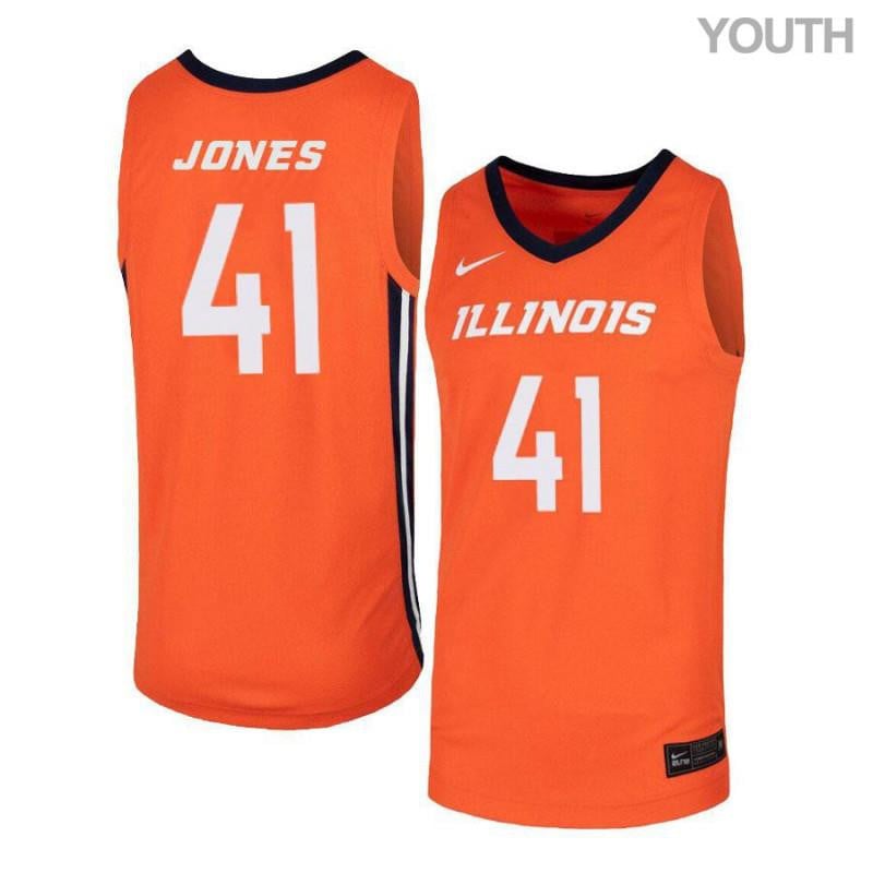 41 Clayton Jones Orange Elite Illinois Fighting Illini NCAA Jersey Youth