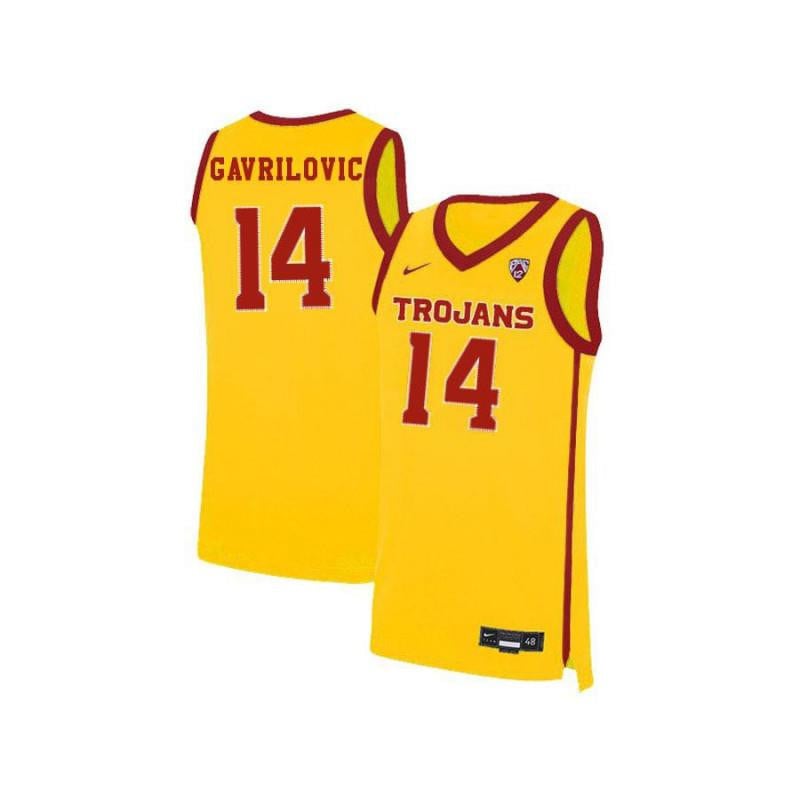 14 Strahinja Gavrilovic Yellow Elite USC Trojans NCAA Jersey Men's
