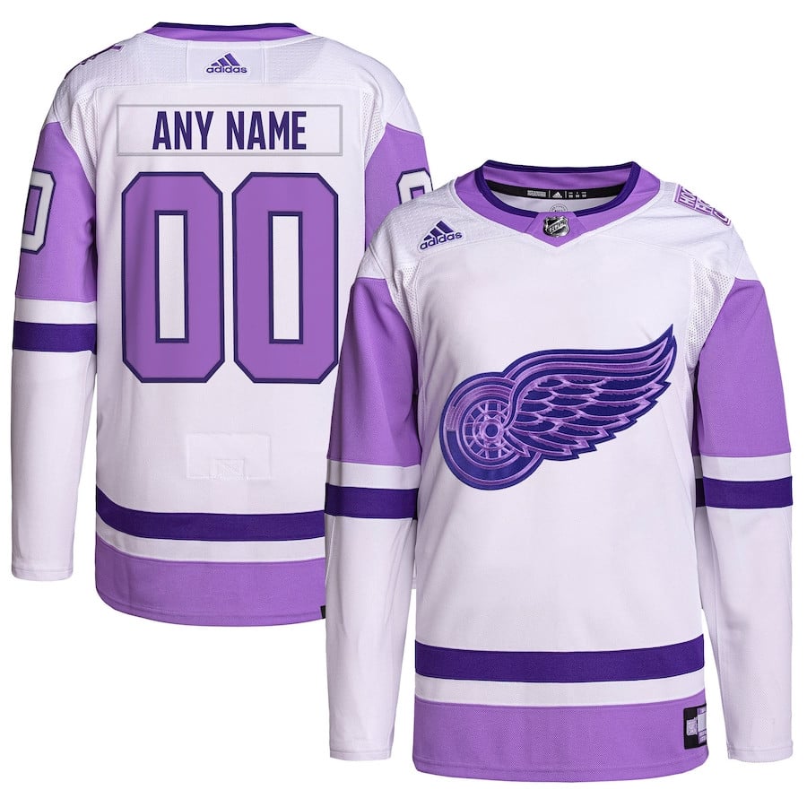 Detroit Red Wings Fights Cancer Primegreen Custom White/Purple NHL Jersey Men's