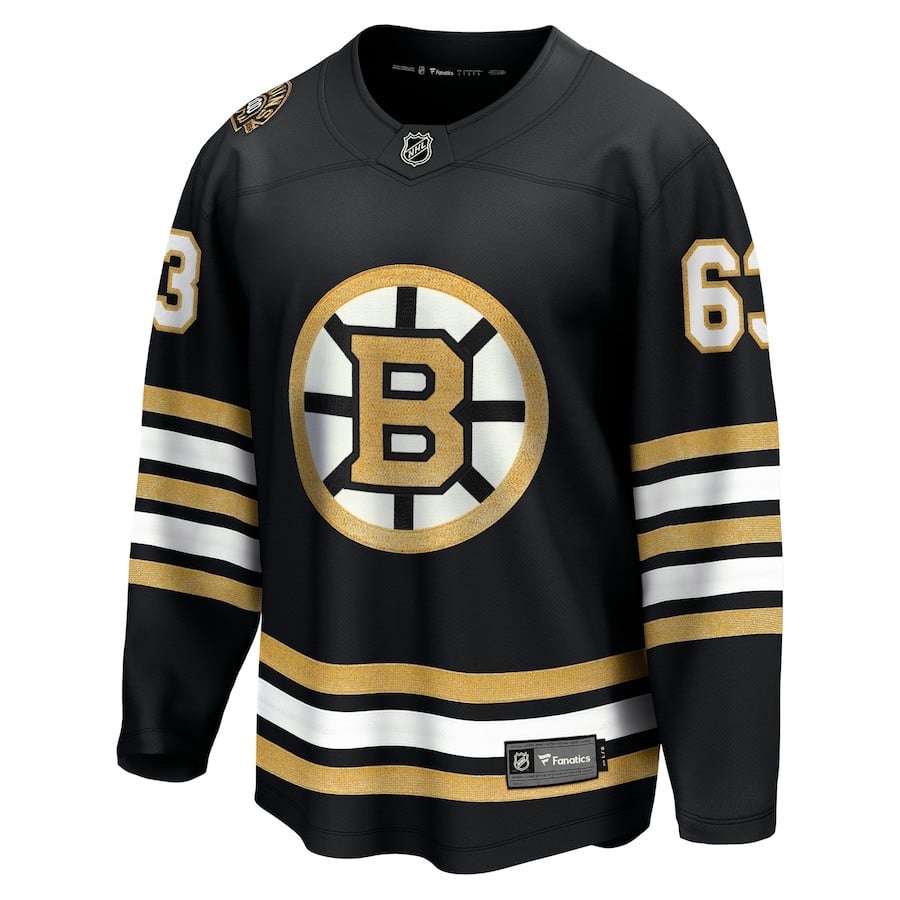 Brad Marchand 63 Boston Bruins 100th Anniversary Breakaway Black NHL Jersey Men's