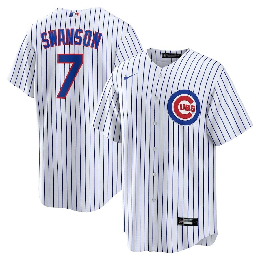 Dansby Swanson 7 Chicago Cubs Home Player White/Royal MLB Jersey Men's
