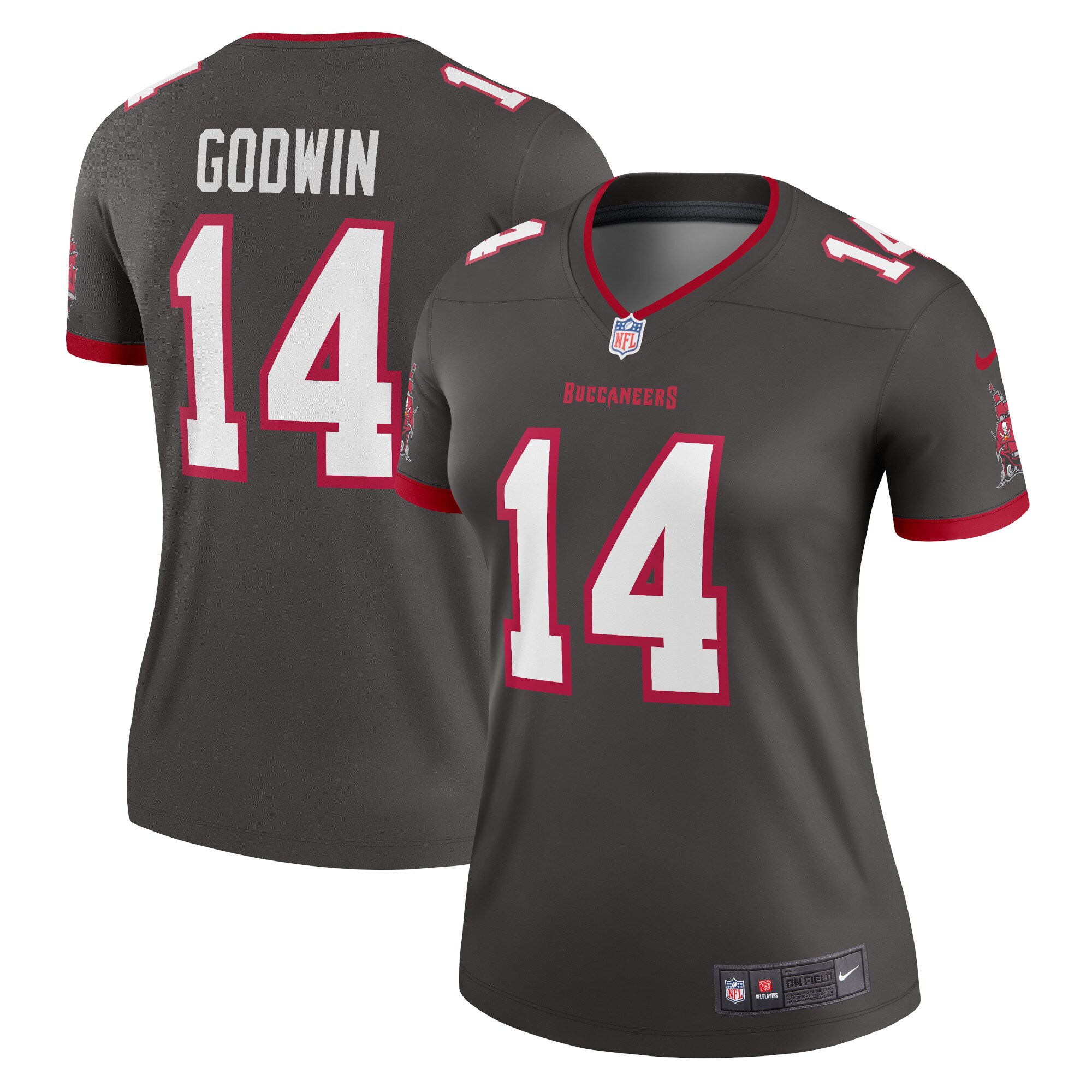 Tampa Bay Buccaneers Chris Godwin Pewter Alternate Legend Player Performance Top NFL Jersey Women's
