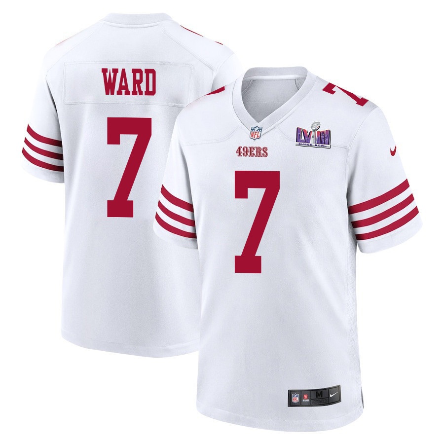 Charvarius Ward 7 San Francisco 49ers Super Bowl LVIII Patch Game White NFL Jersey Men's