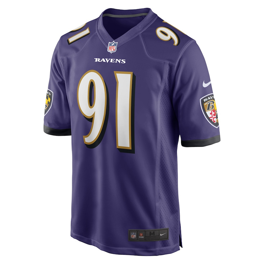 Rayshad Nichols 91 Baltimore Ravens Team Game Purple NFL Jersey Men's