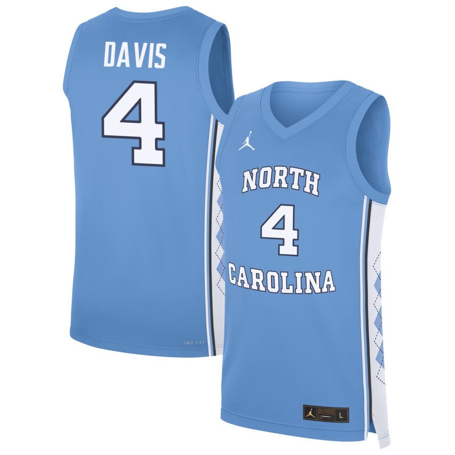 RJ Davis 4 North Carolina Tar Heels Carolina Blue NCAA Jersey Men's