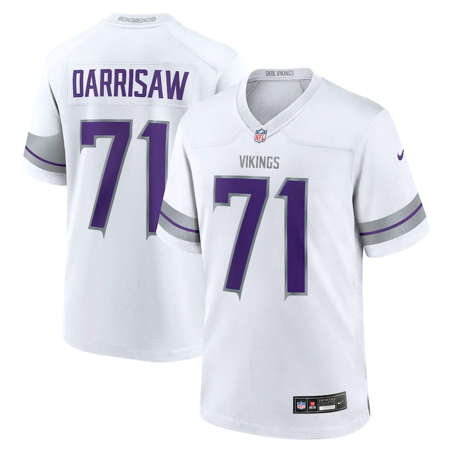 Christian Darrisaw 71 Minnesota Vikings Alternate Game White NFL Jersey Men's