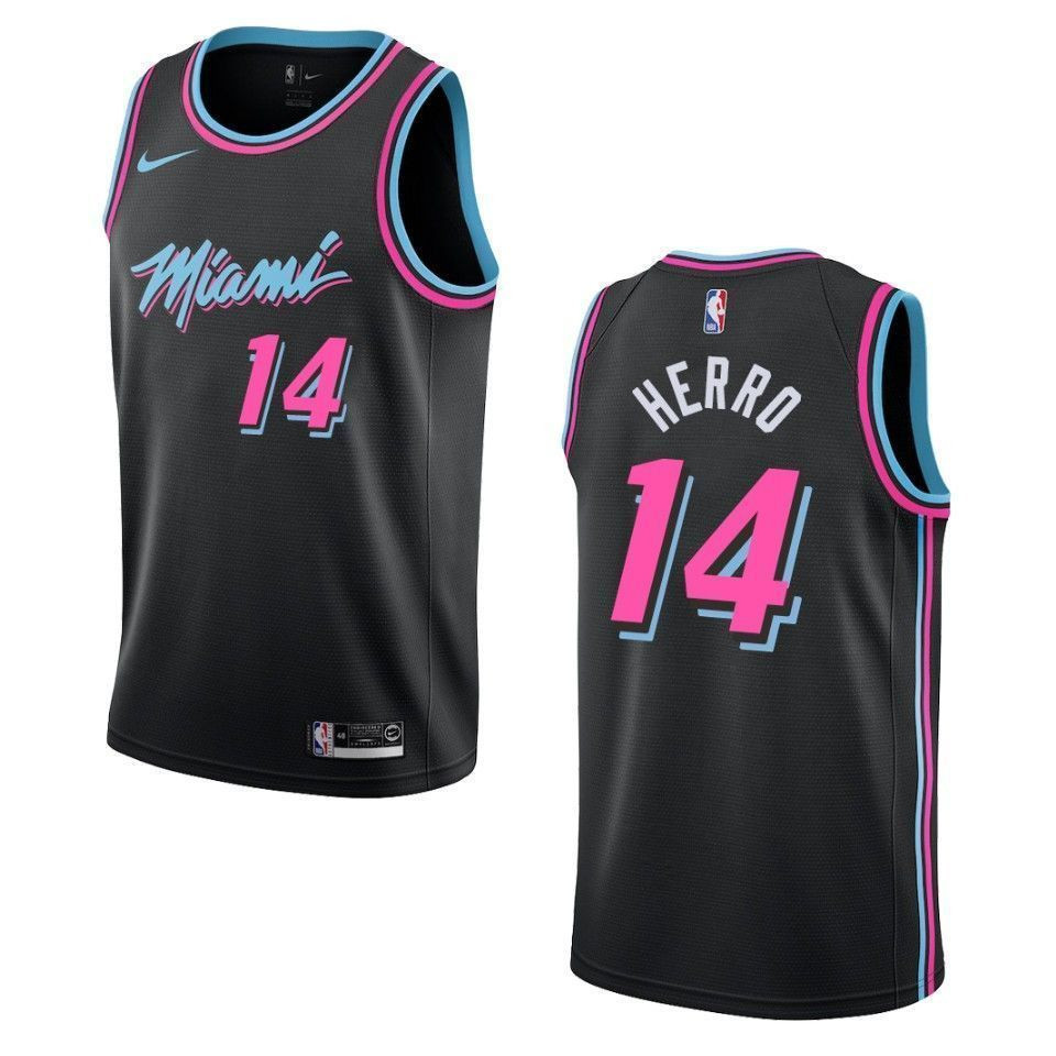 Miami Heat 14 Tyler Herro City Swingman Black NBA Jersey Men's