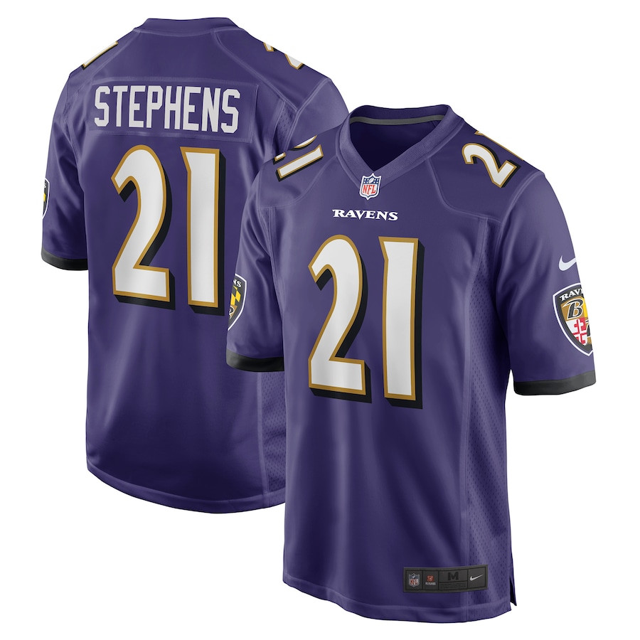 Brandon Stephens 21 Baltimore Ravens Team Game Purple NFL Jersey Men's