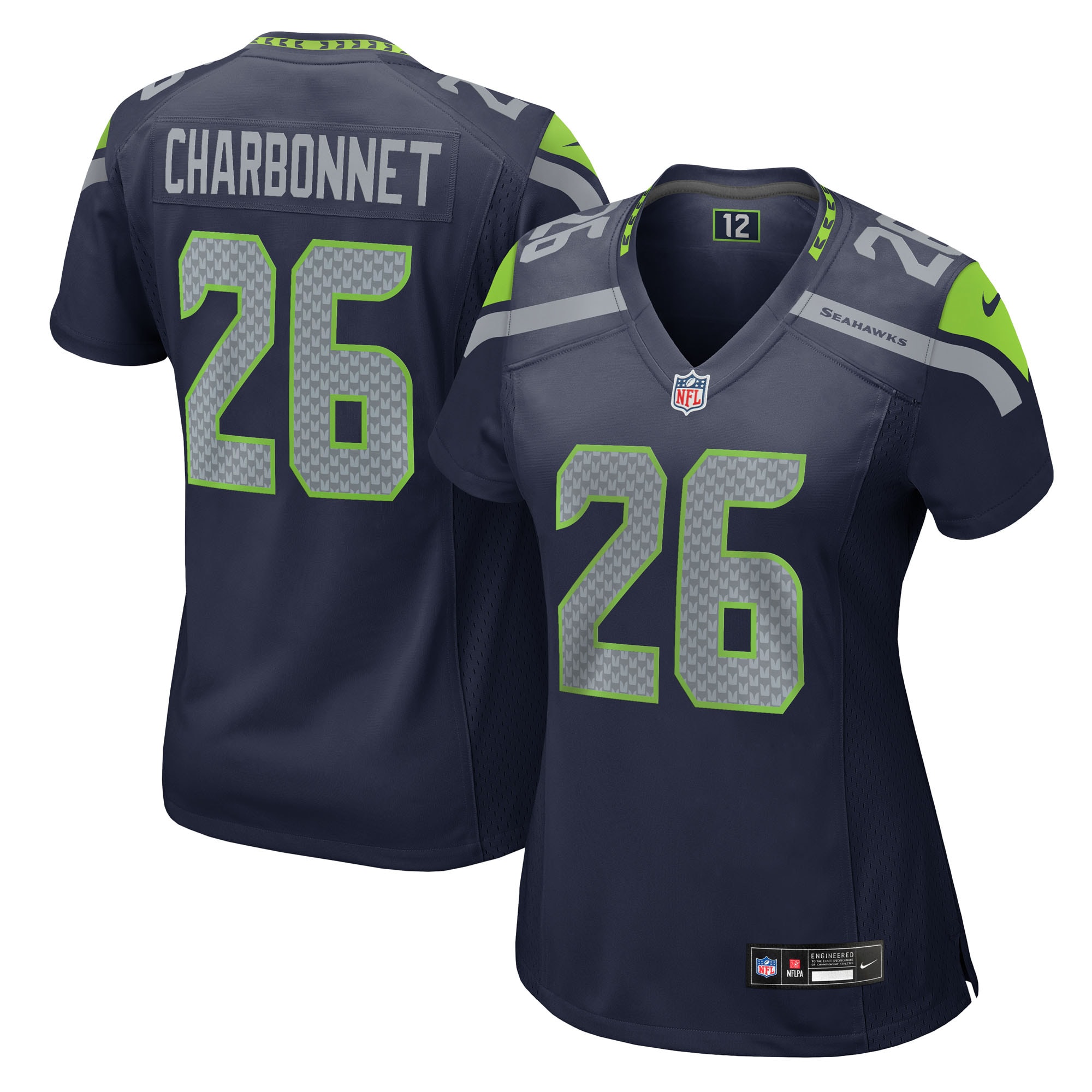 Seattle Seahawks Zach Charbonnet College Navy Team Game NFL Jersey Women's