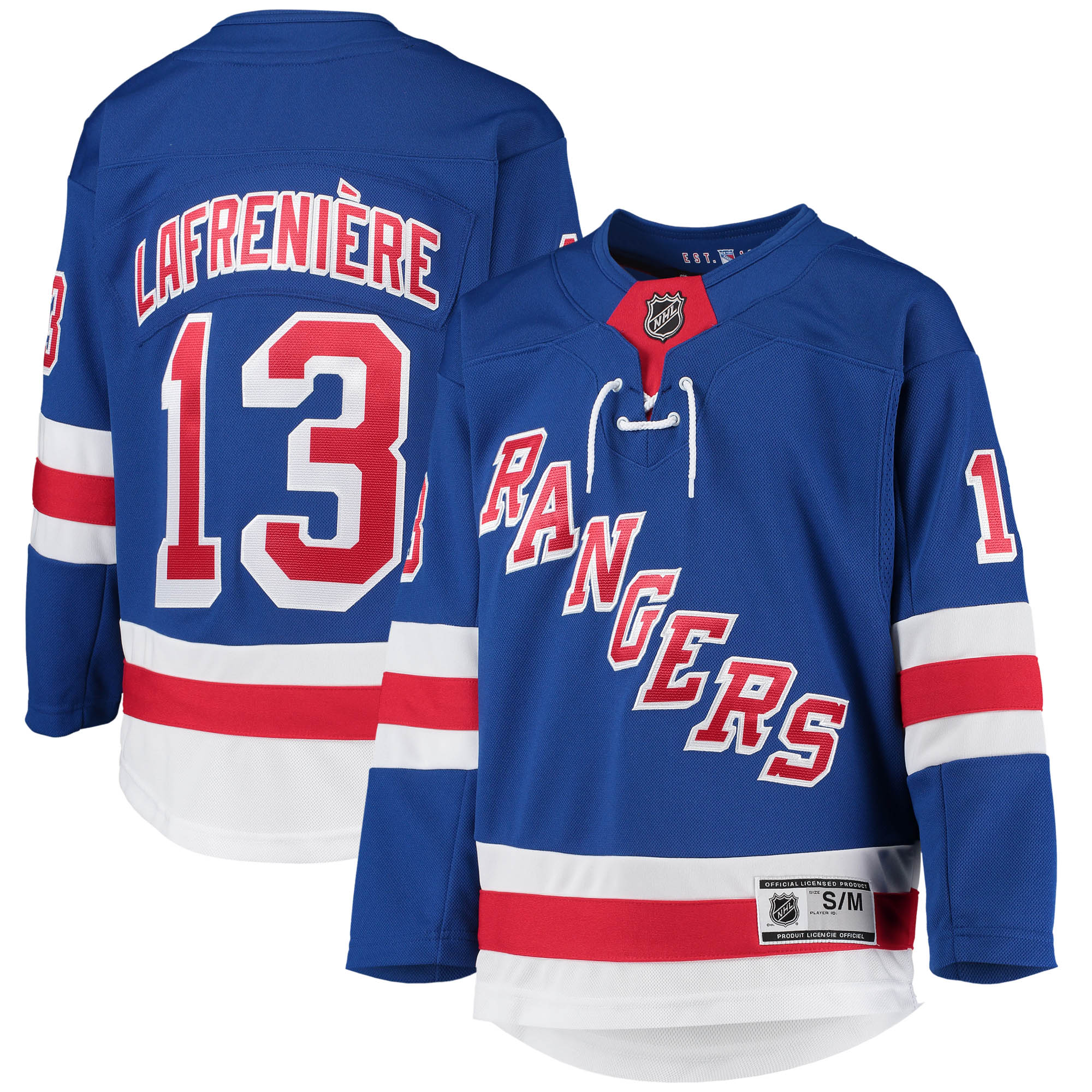 New York Rangers Alexis Lafreniere Blue Home Premier Player NHL Jersey Youth