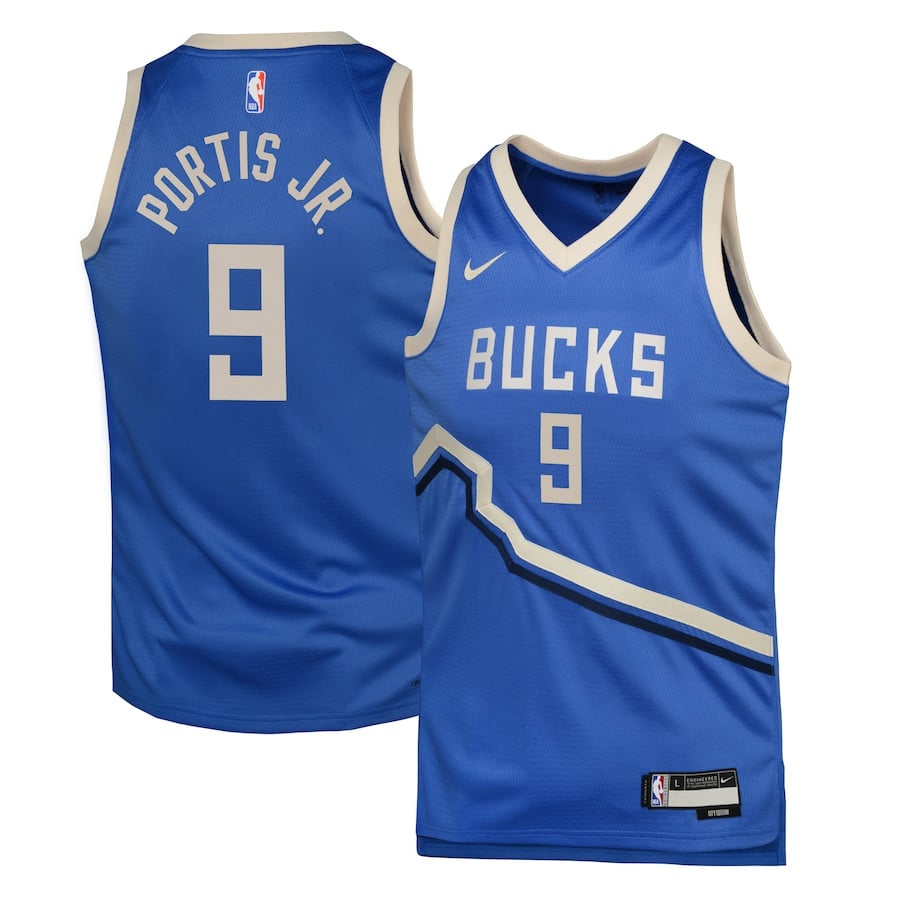 Bobby Portis Jr. 9 Milwaukee Bucks 2024/25 Swingman Playe City Edition Royal NBA Jersey Youth