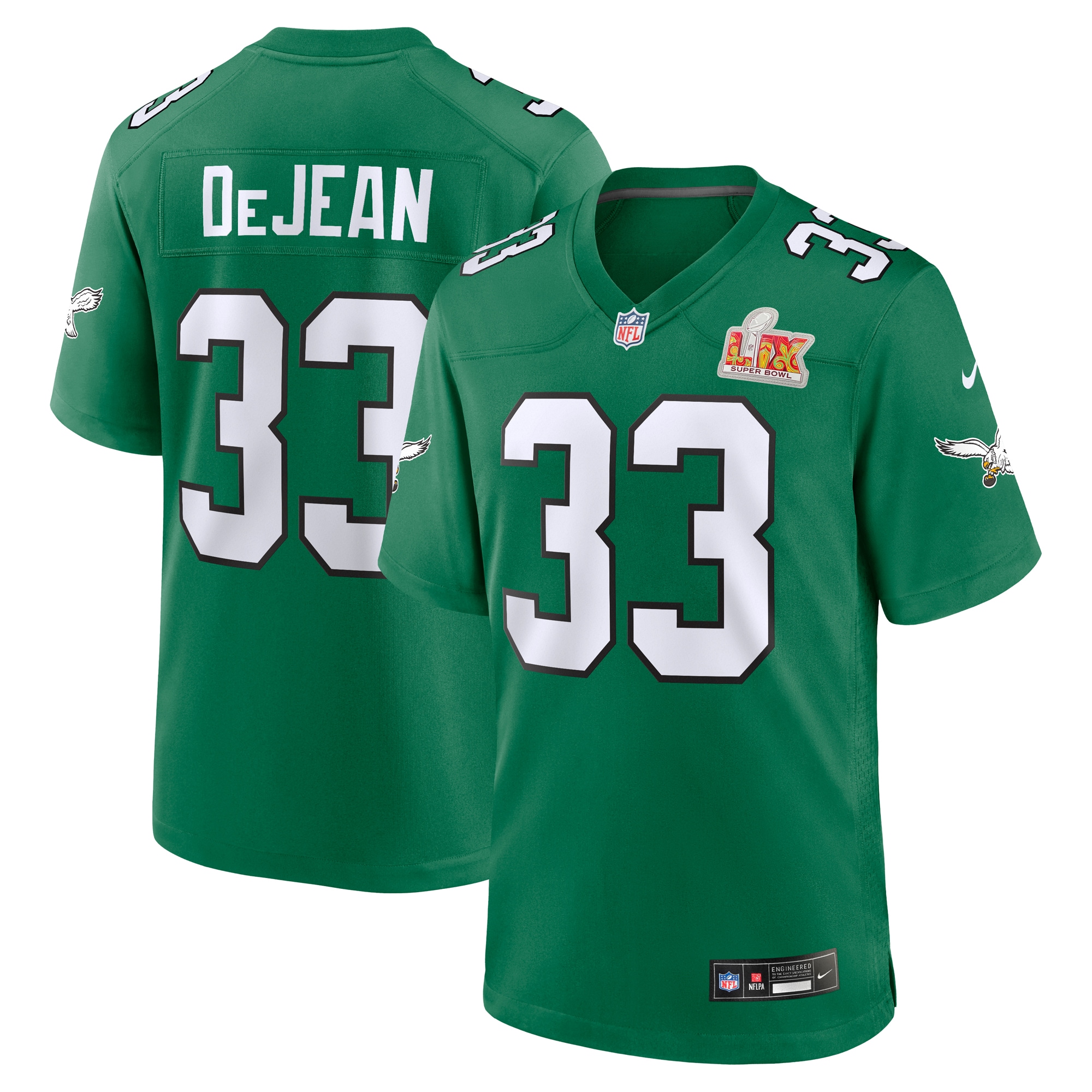Philadelphia Eagles Cooper DeJean Kelly Green Super Bowl LIX 2nd Alternate Game NFL Jersey Men's