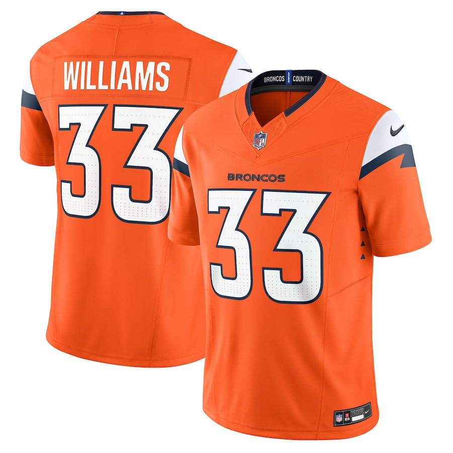Javonte Williams 33 Denver Broncos Vapor F.U.S.E. Limited Orange NFL Jersey Men's