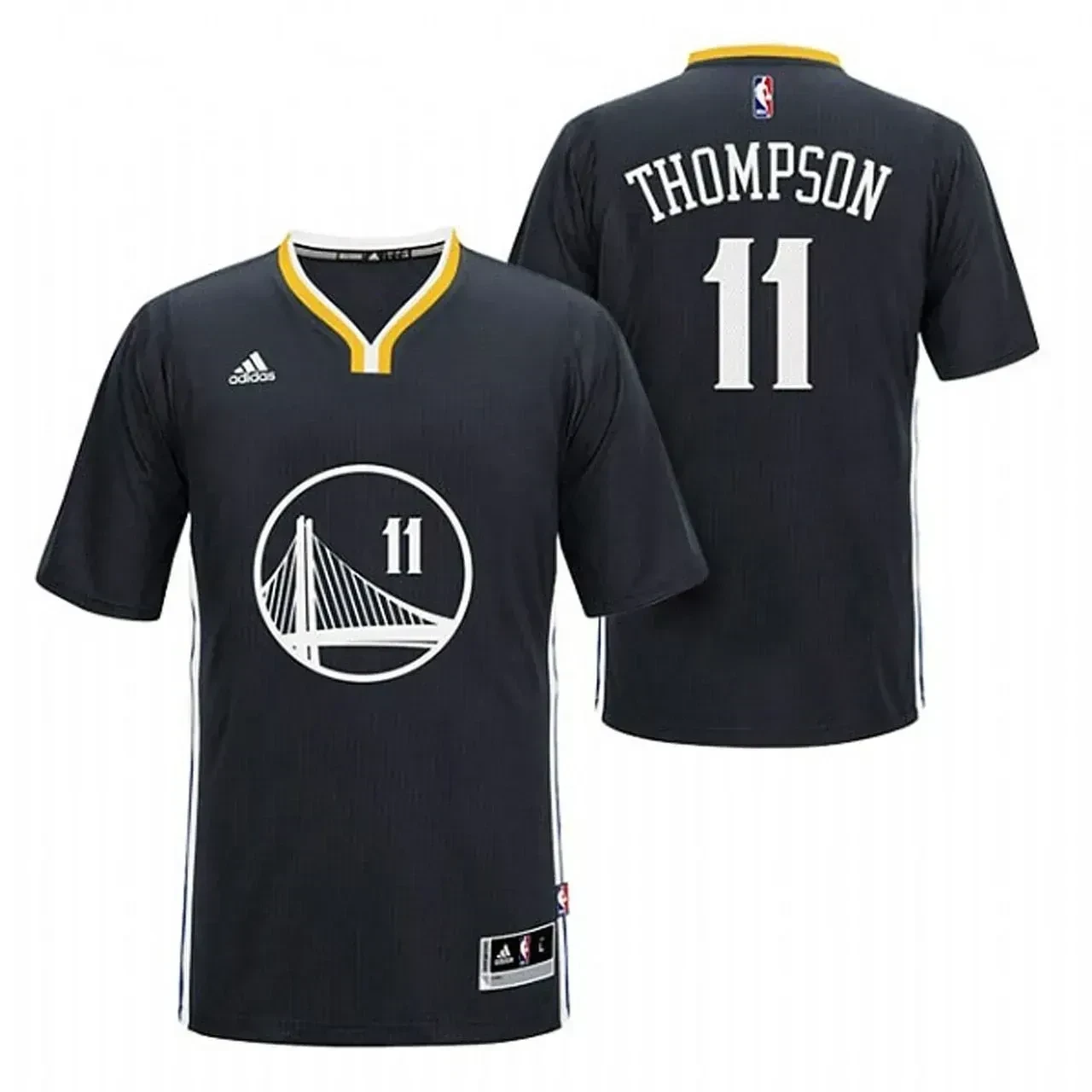 Klay Thompson Golden State Warriors 11 2014-15 New Swingman Black With Sleeves NBA Jersey Men's