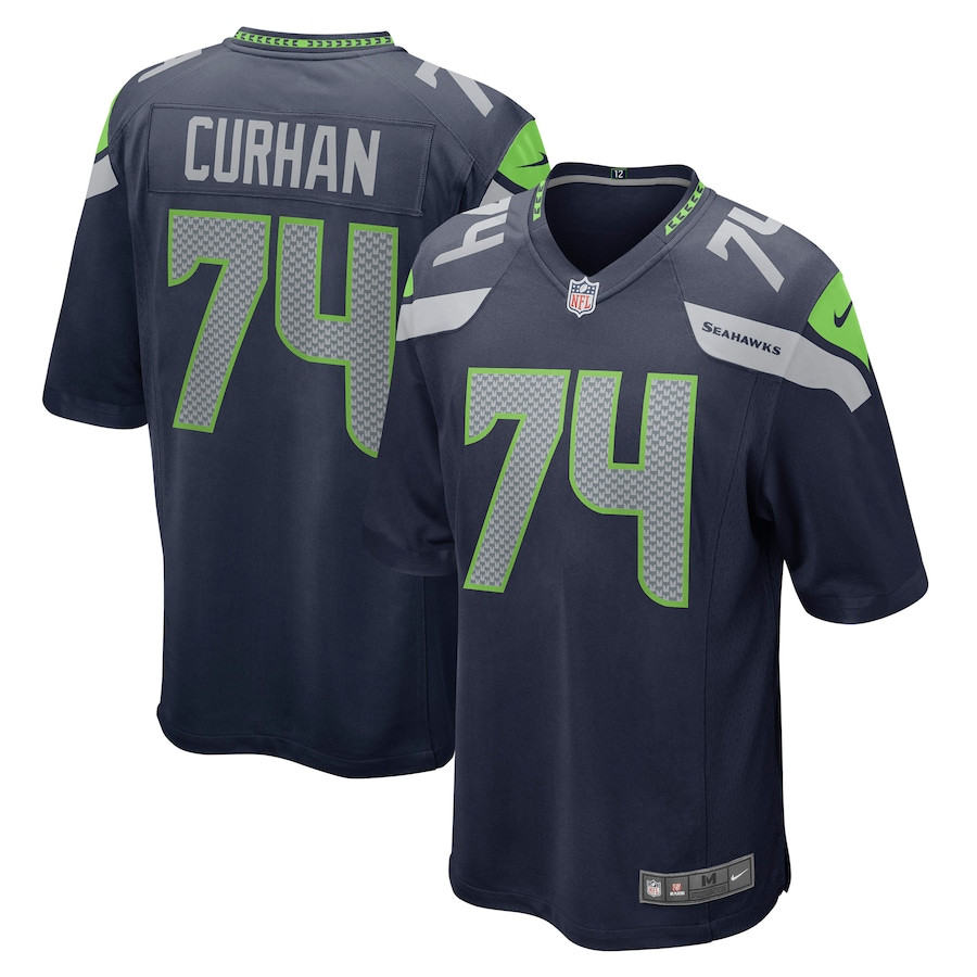 Jake Curhan 74 Seattle Seahawks Game College Navy NFL Jersey Men's