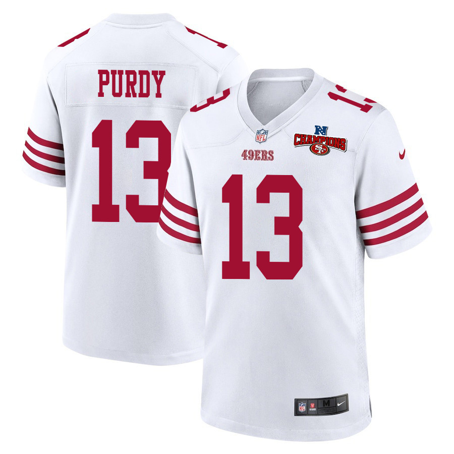 Brock Purdy 13 San Francisco 49ers NFC Champions Patch Game White NFL Jersey Men's