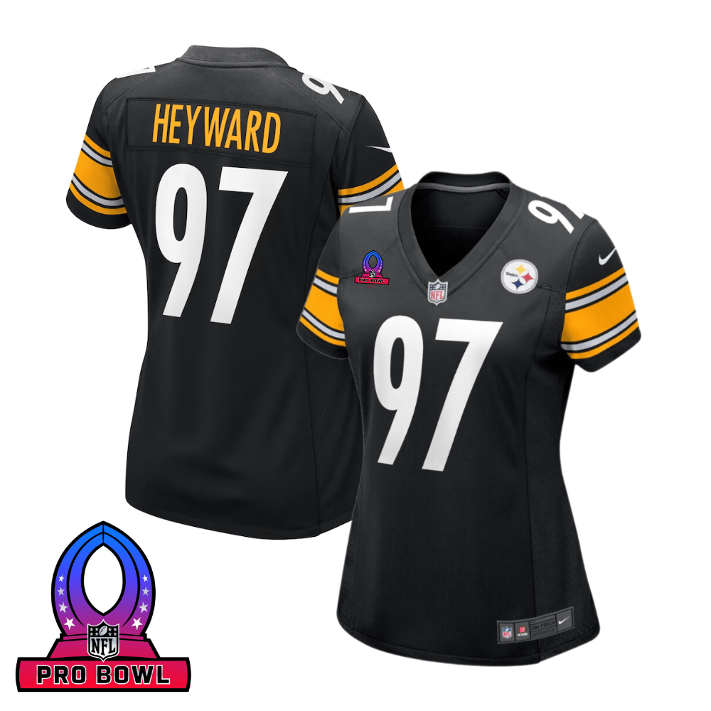 Cameron Heyward 97 Pittsburgh Steelers 2025 Pro Bowl Patch Game Black NFL Jersey Women's