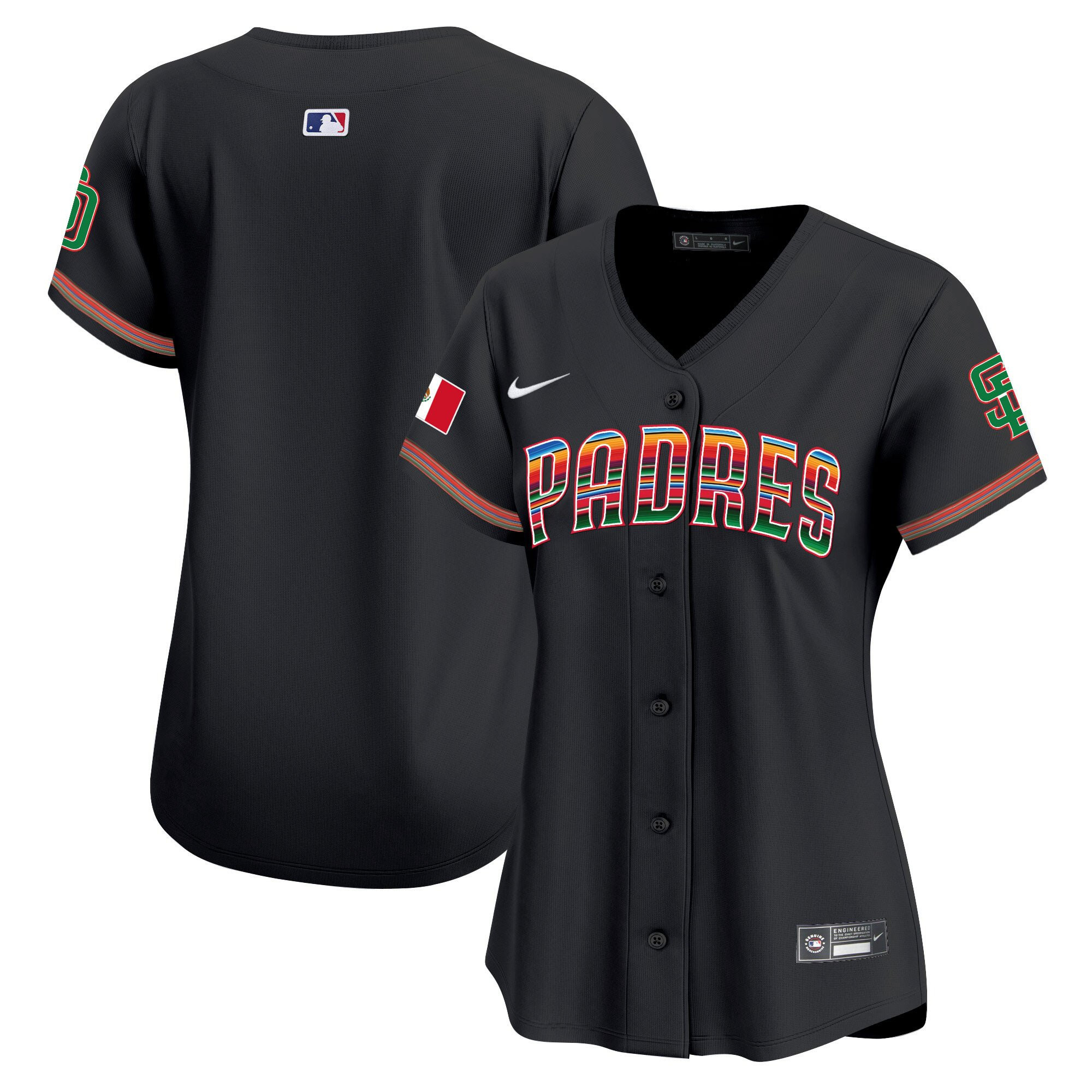San Diego Padres Mexico Black MLB Jersey Women's