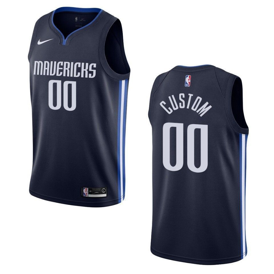 Dallas Mavericks 00 Custom Statement Swingman Navy NBA Jersey Men's