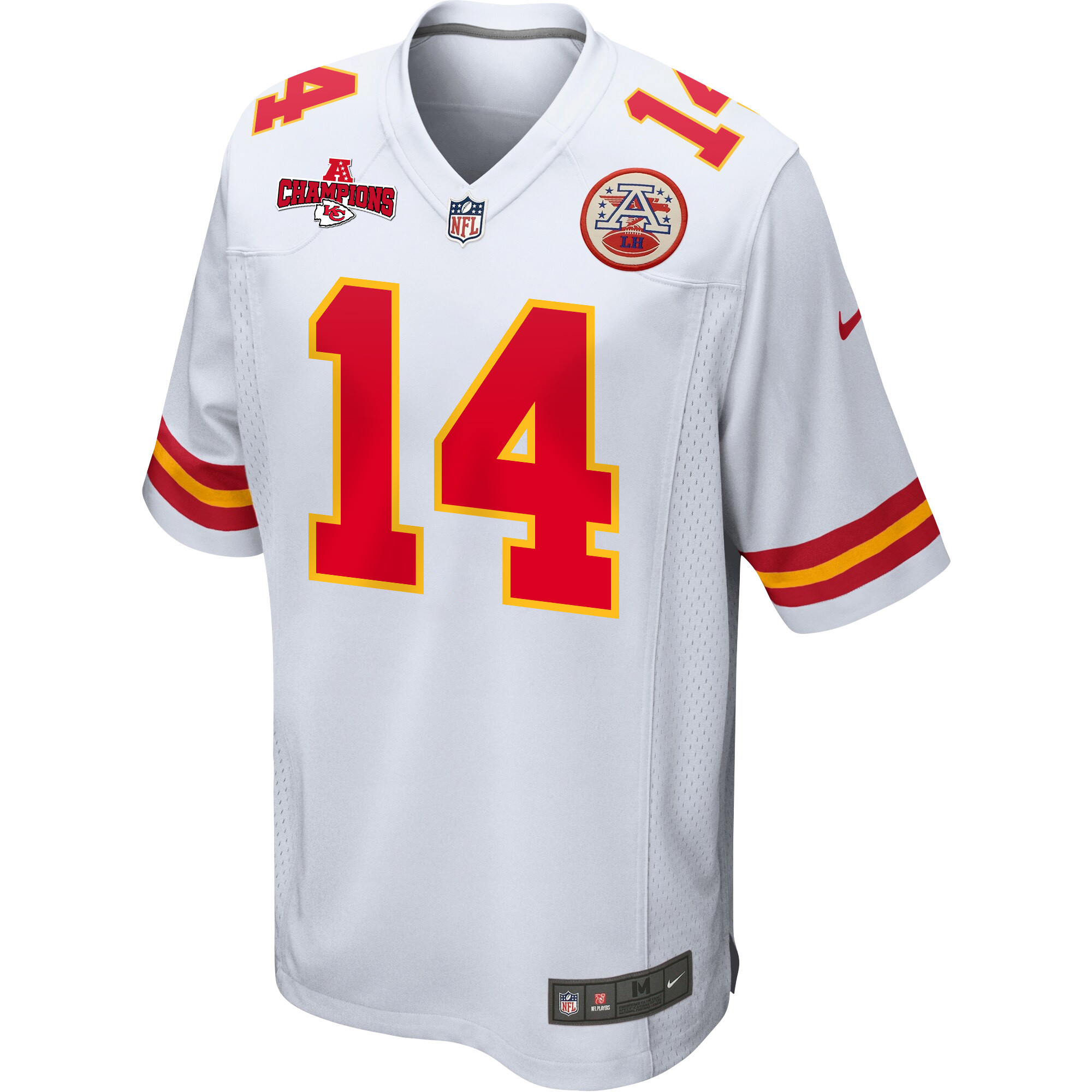 Cornell Powell 14 Kansas City Chiefs AFC Champions Patch Game White NFL Jersey Men's