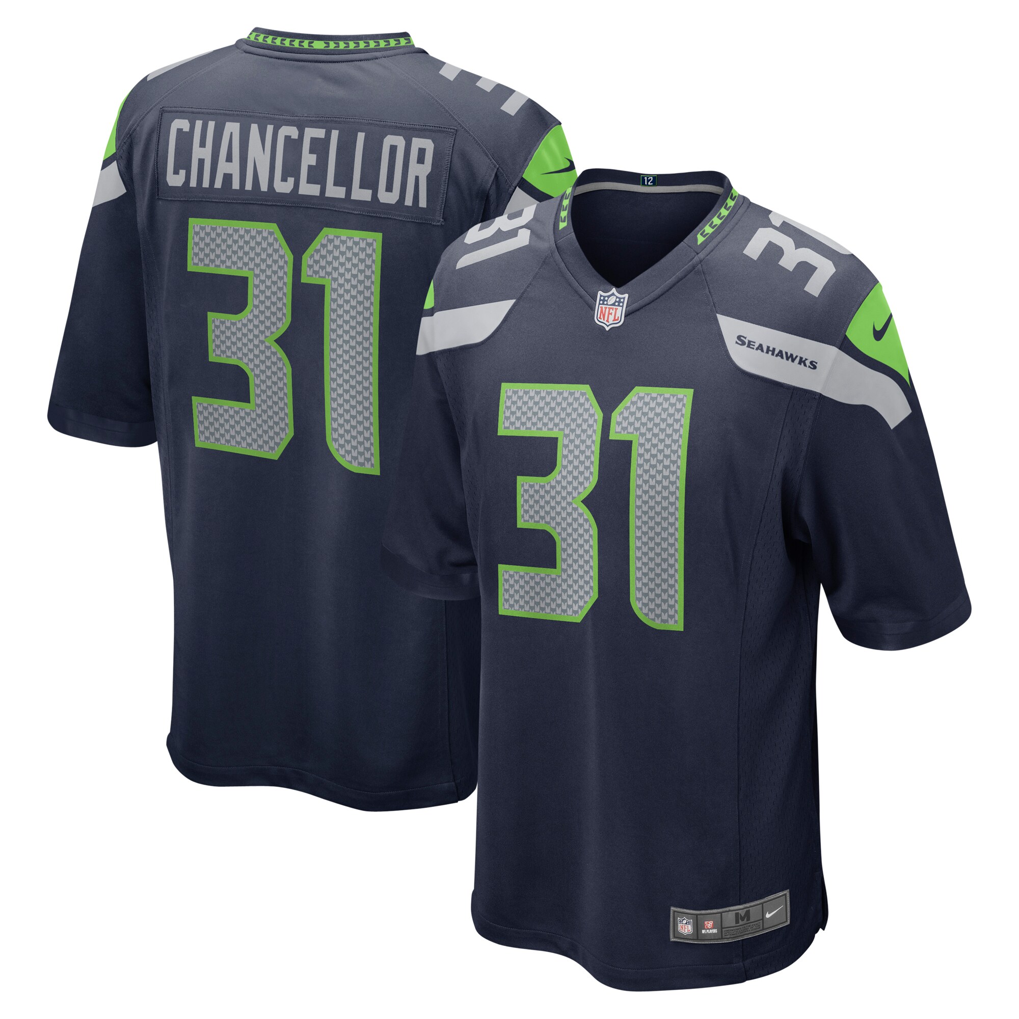 Seattle Seahawks Kam Chancellor College Navy Retired Player Game NFL Jersey Men's