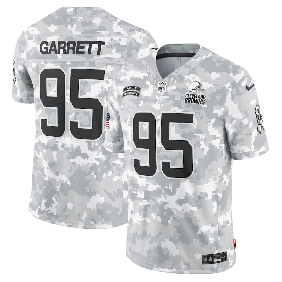 Myles Garrett 95 Cleveland Browns 2024 Salute to Service Limited Arctic Camo NFL Jersey Men's