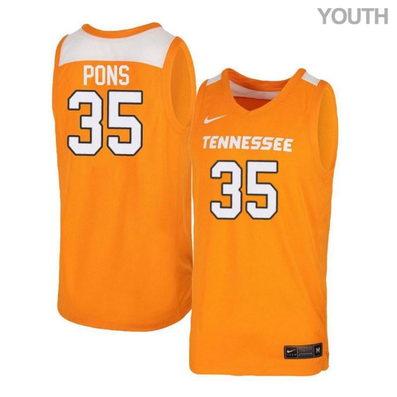 35 Yves Pons Orang White Elite Tennessee Volunteers NCAA Jersey Youth