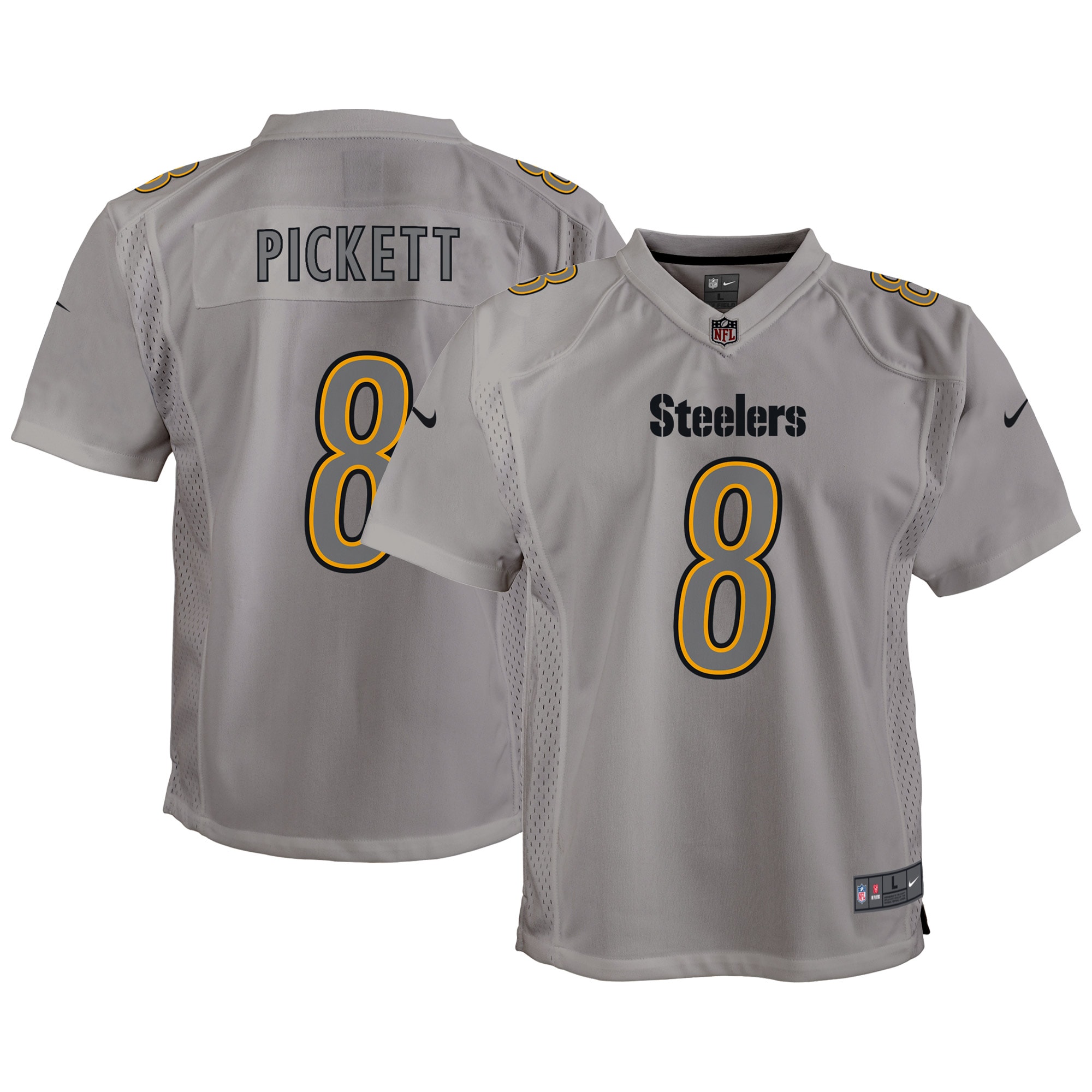 Pittsburgh Steelers Kenny Pickett Gray Atmosphere Game NFL Jersey Youth
