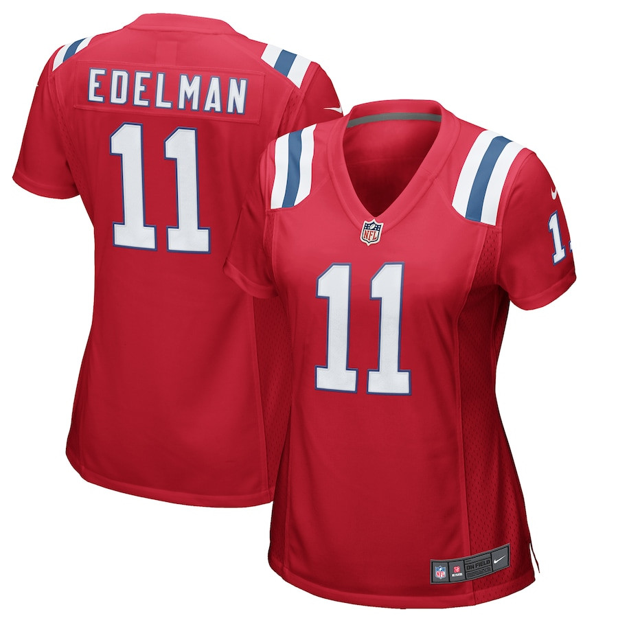 Julian Edelman 11 New England Patriots Womens Alternate Game Red NFL Jersey Women's