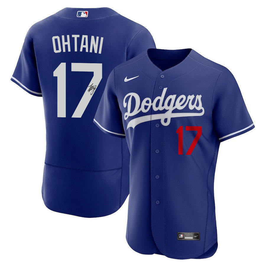Shohei Ohtani 17 Signed Los Angeles Dodgers Alternate ELITE Royal MLB Jersey Men's