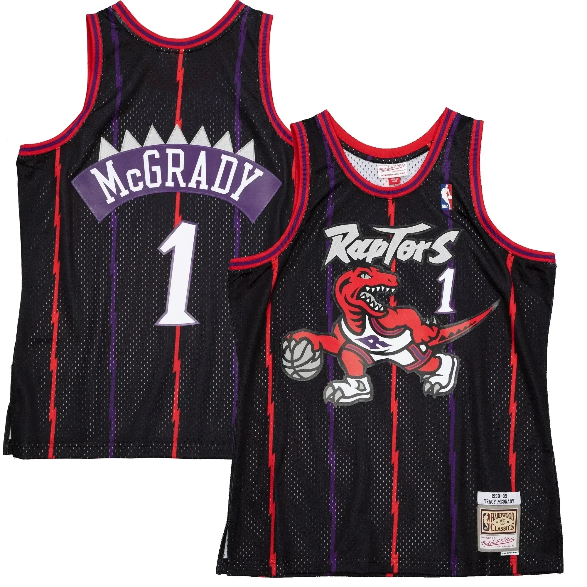 Tracy Mcgrady Toronto Raptors Mitchell Ness 1998-99 Hardwood Classics Reload 2.0 Swingman Black NBA Jersey Men's