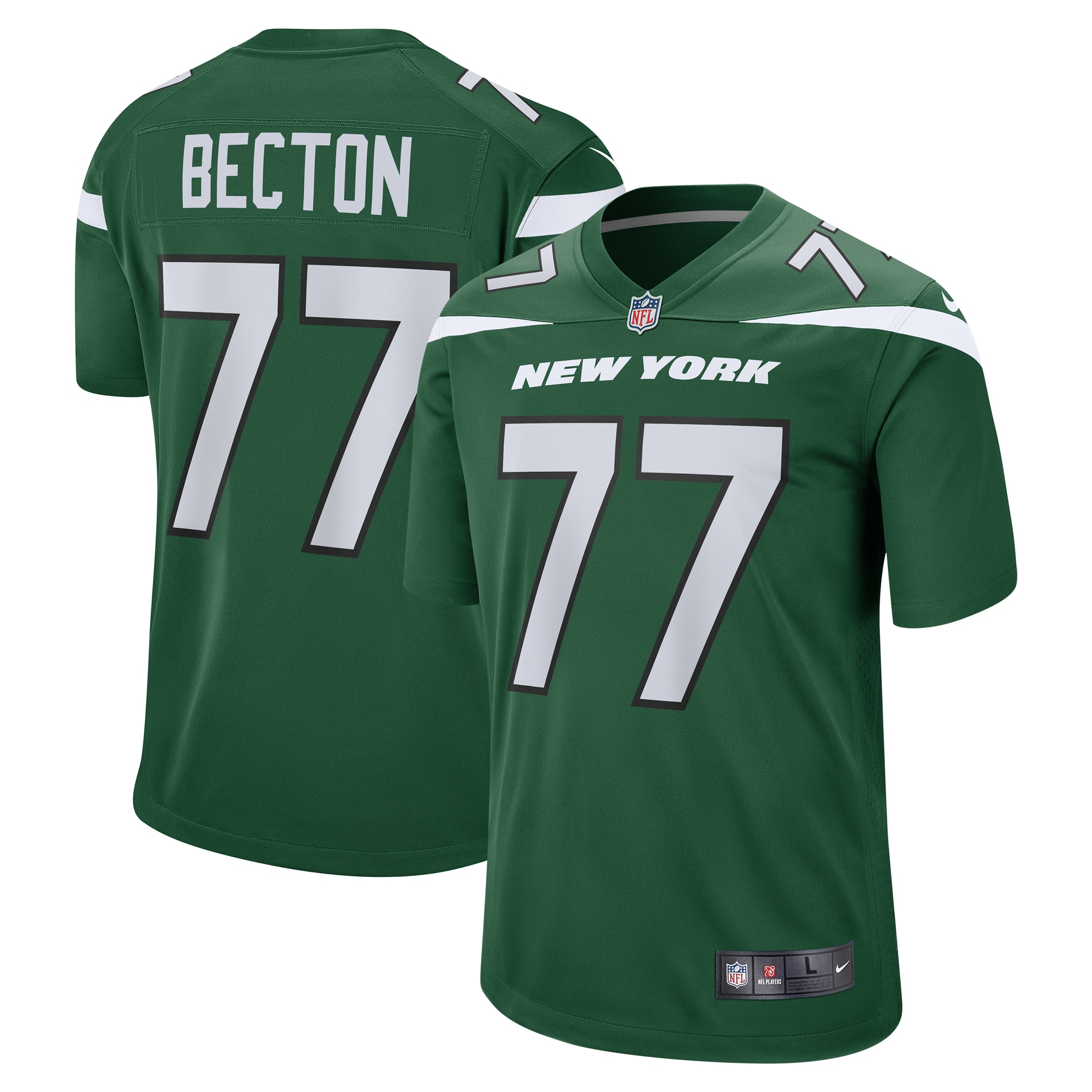 New York Jets Mekhi Becton Gotham Green Player Game NFL Jersey Men's