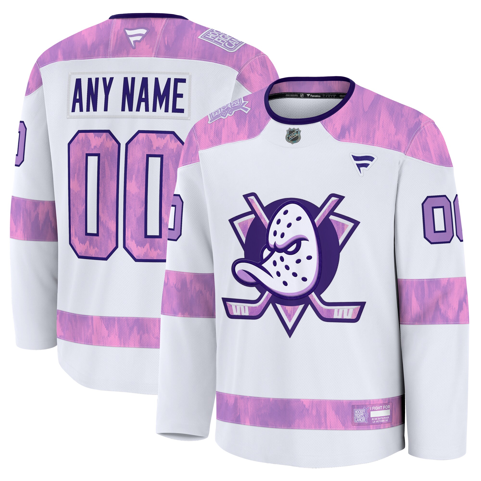 Anaheim Ducks White 2024 Fights Cancer Custom Practice NHL Jersey Men's