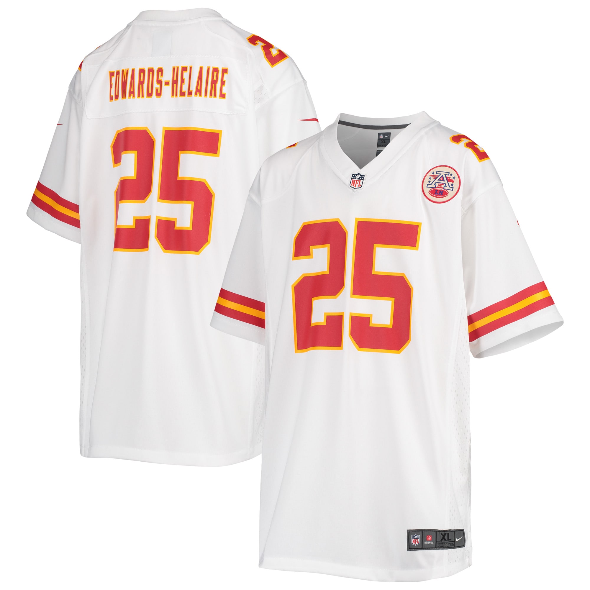 Kansas City Chiefs Clyde Edwards-Helaire White Game NFL Jersey Youth